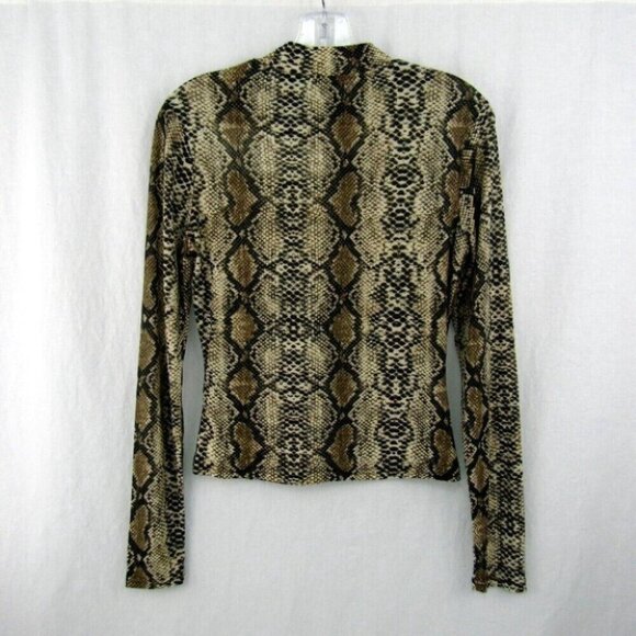 Revolve Super Down Snakeskin Print Cutout Top Size M Long Sleeve Mock Neck - Picture 5 of 10